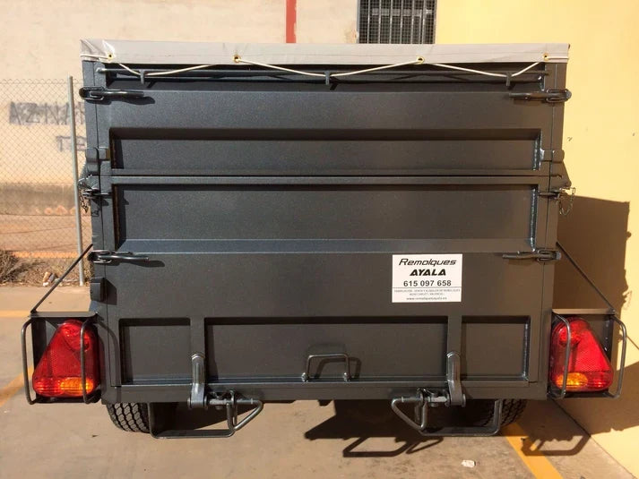 Reboque 4x4 novo com basculamento hidráulico e travão de inércia – 200 × 130 × 60 + 35 cm – PBT de 750 kg