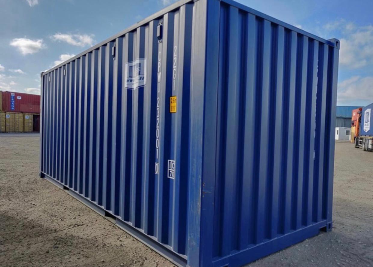 Contentor marítimo novo de 20 pés High Cube (HC) em azul