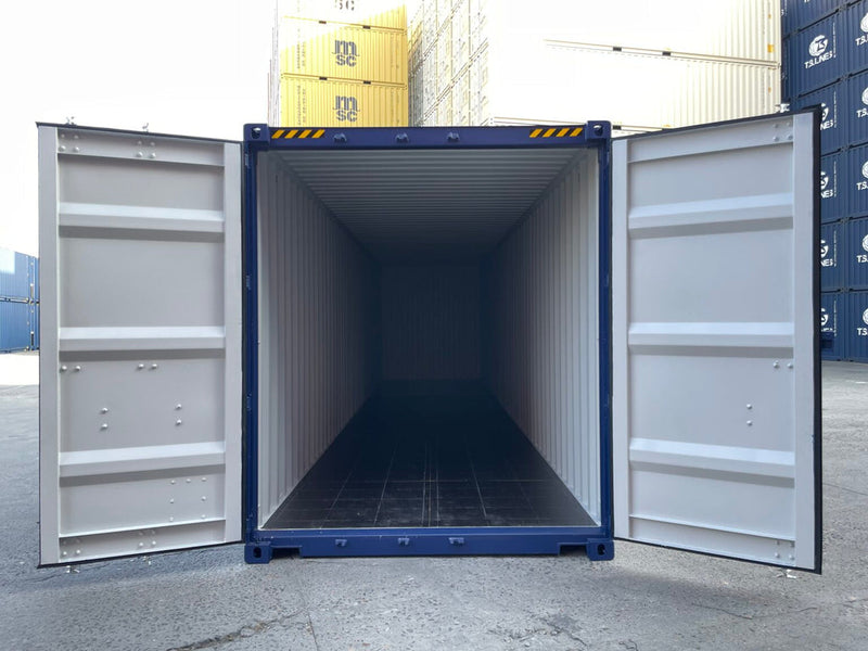 Contentor marítimo novo de 40 pés High Cube (HC) em azul