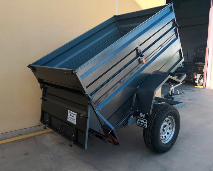 Reboque 4x4 novo com basculamento hidráulico e travão de inércia – 200 × 130 × 60 + 35 cm – PBT de 750 kg