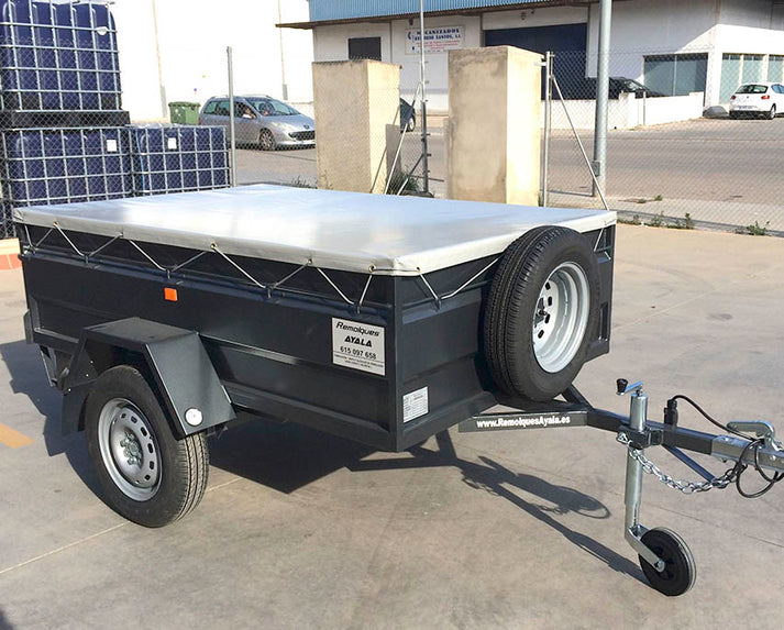 Reboque de transporte novo com lona plana – 200 × 130 × 50 cm – PBT de 750 kg