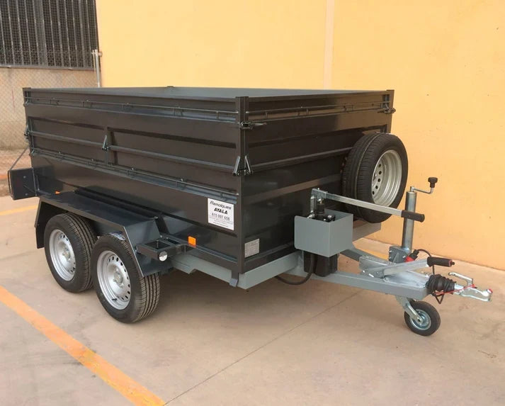 Reboque basculante hidráulico novo, reforçado e com veio duplo – 250 × 152 × 50 + 35 cm – PBT de 750 kg