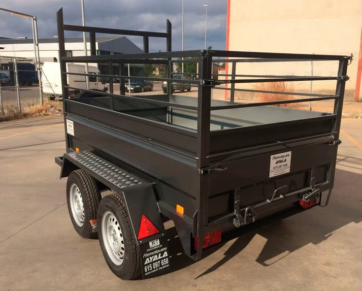 Reboque basculante hidráulico novo de eixo duplo – 200 × 130 × 50 cm – PBT de 750 kg