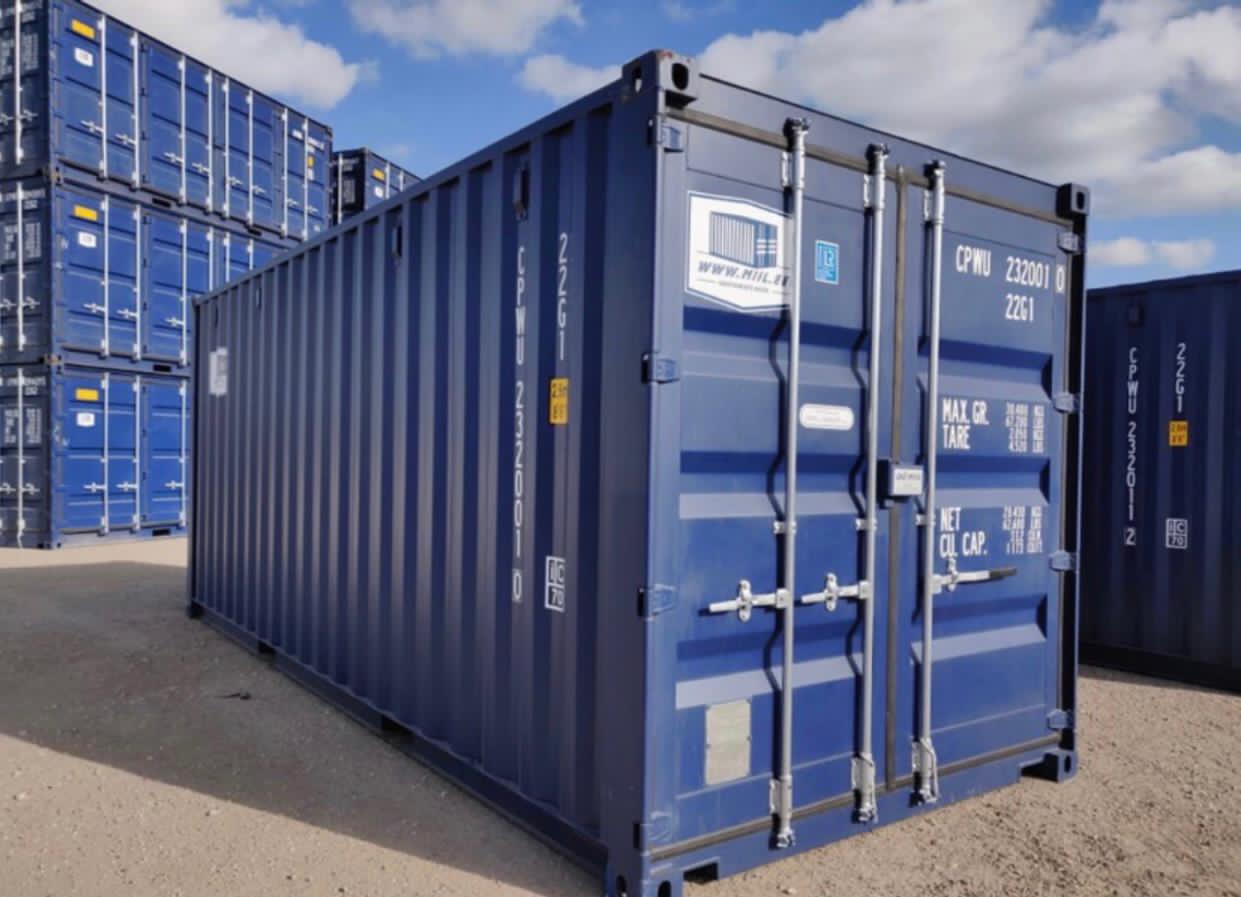 Contentor marítimo novo de 20 pés High Cube (HC) em azul